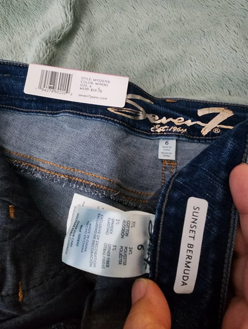 Seven7 Fray Hem Denim Stretch Bermuda Jean Shorts 9
